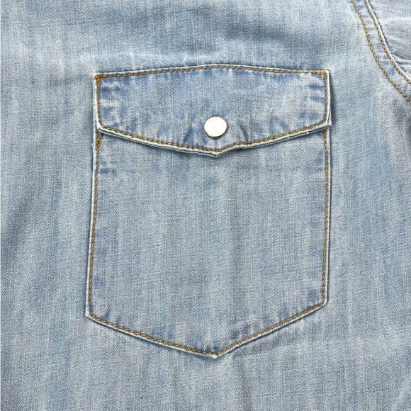 Free People X Sandrine Rose Pearl Snap Denim Shirt -Size Large -NWT- MSRP $298 - Picture 5 of 11